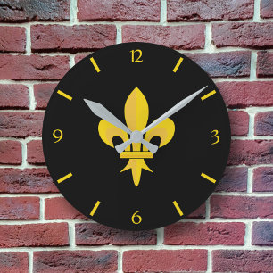 Redondo Mediano Fleur de Oro de Lis en Reloj Negro