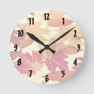 Redondo Mediano Foliage de otoño en el Reloj rojo Naranja marrón
