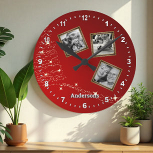 Redondo Mediano Foto familiar de Navidad Reloj / personalizado