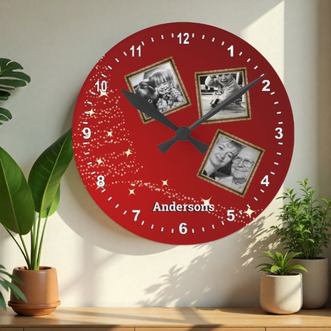 Redondo Mediano Foto familiar de Navidad Reloj / personalizado (Subido por el creador)