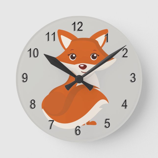Redondo Mediano Fox lindo del arbolado del reloj del niño (Anverso)