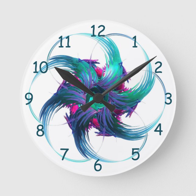 Redondo Mediano Fractal Fantasy Swirls Reloj (Anverso)