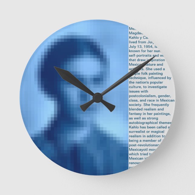 REDONDO MEDIANO FRIDA KAHLO PIXELED BIOGRAFÍA RELOJ AZUL (Anverso)