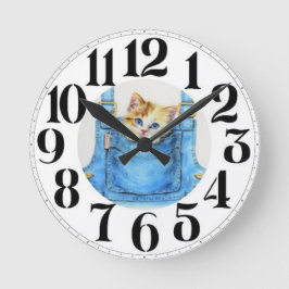 Redondo Mediano Gatito en el reloj