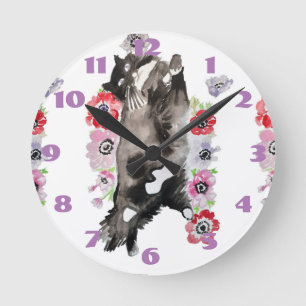 Redondo Mediano Gatos De Tuxedo Gatos Arte Niños Animales Reloj De