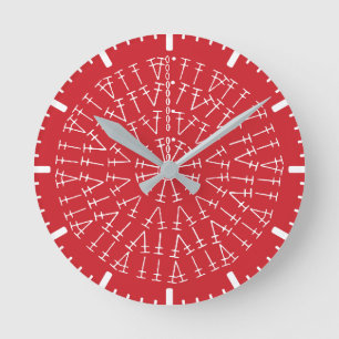 Redondo Mediano Gráfica de crochet rojo escarlata Fondo Reloj redo