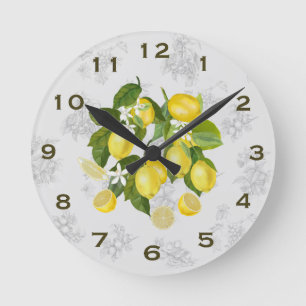 Redondo Mediano Gris del reloj de la pared de la cocina de limón y