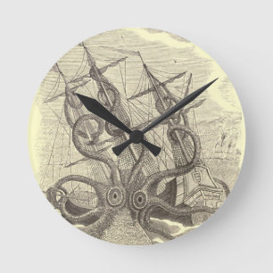 Redondo Mediano ¡Hora para el sushi! Reloj de Kraken