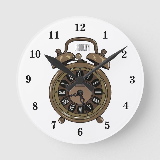 Redondo Mediano Ilustracion de personalizado de reloj de alarma (Anverso)