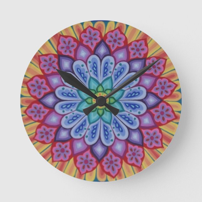 Redondo Mediano Impresionante reloj psicodélico de Mandala de Sooz (Anverso)