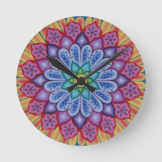 Redondo Mediano Impresionante reloj psicodélico de Mandala de Sooz