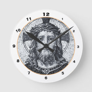 Redondo Mediano Jesucristo y la compasión Arte reloj de mosaico v