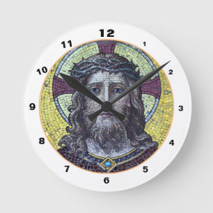 Redondo Mediano Jesucristo y la compasión Arte reloj de mosaico vi