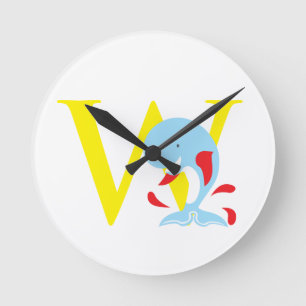 Redondo Mediano Letra W reloj inicial