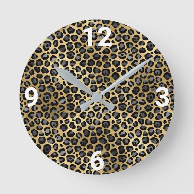 REDONDO MEDIANO LUX GOLD SILVER LEOPARE WALL RELOJ (Anverso)