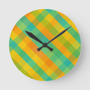 Redondo Mediano Madras Check Revival - Reloj colorido de pared rev