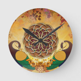 Redondo Mediano Mandala de la serenata del otoño del reloj de dos