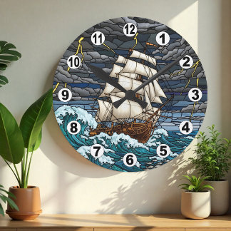 Redondo Mediano Mar tormentoso, reloj de barco, dramático, náutico