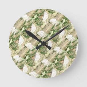 Redondo Mediano Mariposa de flor blanca de reloj