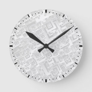 Redondo Mediano Modelo cuadrado retro blanco y gris en el reloj de