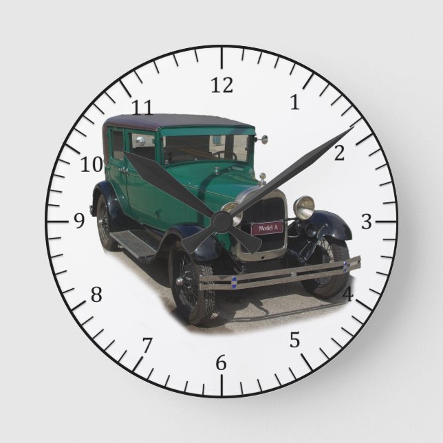 Redondo Mediano modelo verde Un reloj de coche clásico (Anverso)