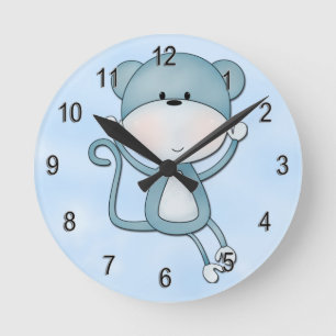 Redondo Mediano Mono azul lindo del reloj del niño