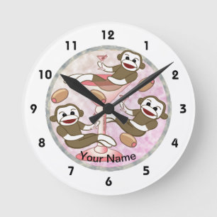 Redondo Mediano Mono de calcetín Pink Martini Reloj