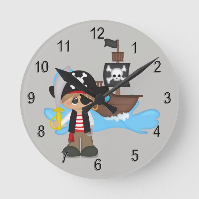 Redondo Mediano Muchacho lindo del pirata del reloj del niño (Anverso)