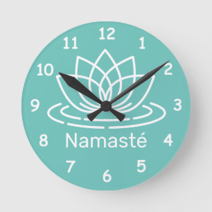 Redondo Mediano Namasté lotus flor yoga meditación reloj pared