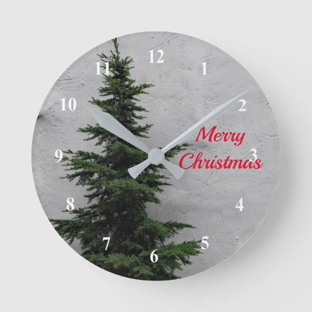 Redondo Mediano Navidades de árbol de pino 36 reloj (Anverso)