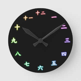 Redondo Mediano Negro reloj japonés
