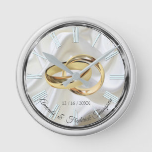 Redondo Mediano Negro y plata en reloj de regalo de Boda de seda d