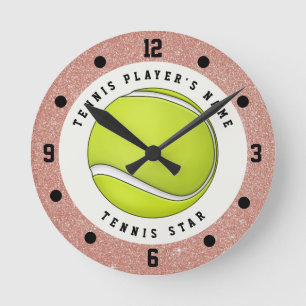 Redondo Mediano Nombre personalizado reloj de tenis rosa dorado co