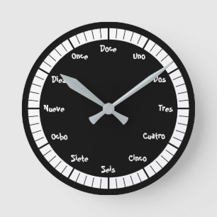 Redondo Mediano Números españoles alrededor del reloj
