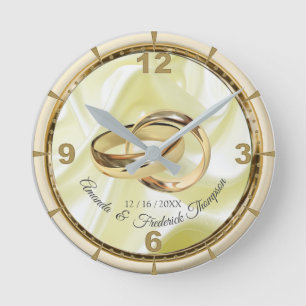 Redondo Mediano Oro y negro sobre el reloj de regalo del Boda de s