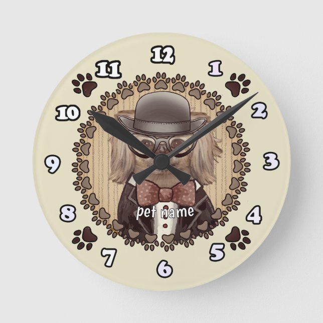 Redondo Mediano Pekinés con gafas Reloj  (Anverso)