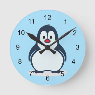 Redondo Mediano Pequeño reloj de diseño de pingüino