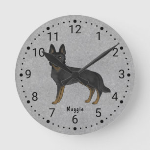 Redondo Mediano Perro Ovejero Alemán Bi-Black Lindo Reloj Numerado