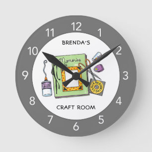Redondo Mediano Personalizado Craft Room Sala Scrapbook Gran Reloj