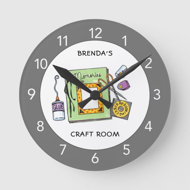 Redondo Mediano Personalizado Craft Room|Sala Scrapbook Gran Reloj (Anverso)