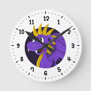 Redondo Mediano Personalizado de dragón morado reloj
