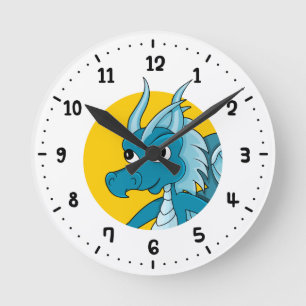 Redondo Mediano Personalizado del dragón azul reloj