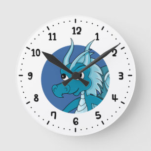 Redondo Mediano Personalizado del dragón azul reloj