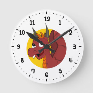Redondo Mediano Personalizado del dragón rojo todo el reloj