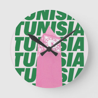 Redondo Mediano Póster de reloj retro Túnez | Viajes vintage-Inspi