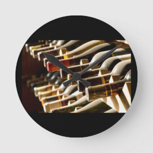 REDONDO MEDIANO RACK DE BOTELLAS DE VINO RELOJ DE LA PARED