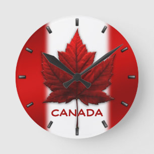 Redondo Mediano Regalo de Reloj de bandera de Canadá de recuerdo p