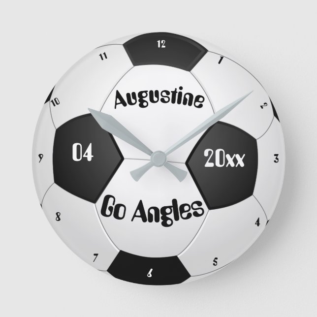 Redondo Mediano Regalos de fútbol personalizados para reloj de niñ (Anverso)