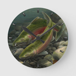 Redondo Mediano Regalos de Reloj de pescadores Coho Salmon Fish Wa