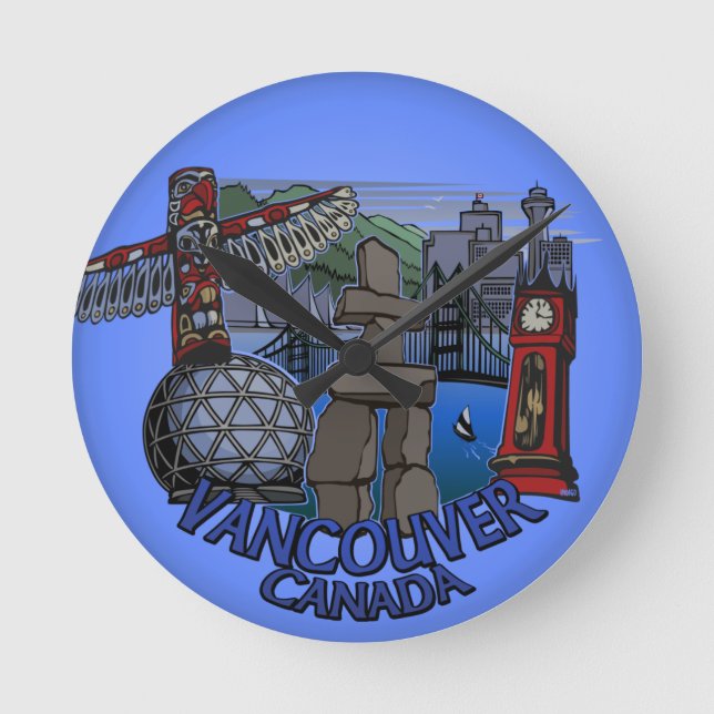 Redondo Mediano Regalos de reloj de Vancouver Decoran Reloj de las (Anverso)